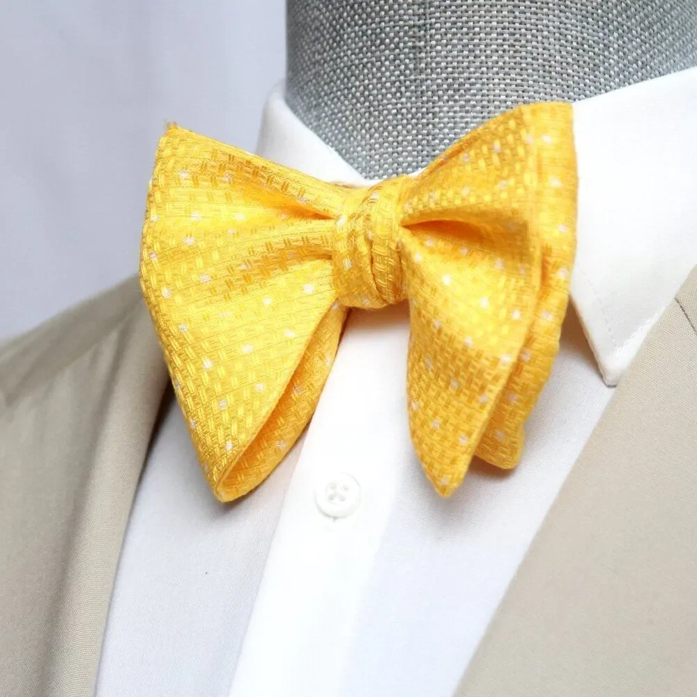 Men's Self‎ tied Bow Tie Big Butterfly Bow tie S698 Light Yellow